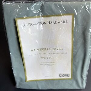 New Restoration Hardware Umbrella Cover Replacement 9' Patio Silver Sage Vinyl